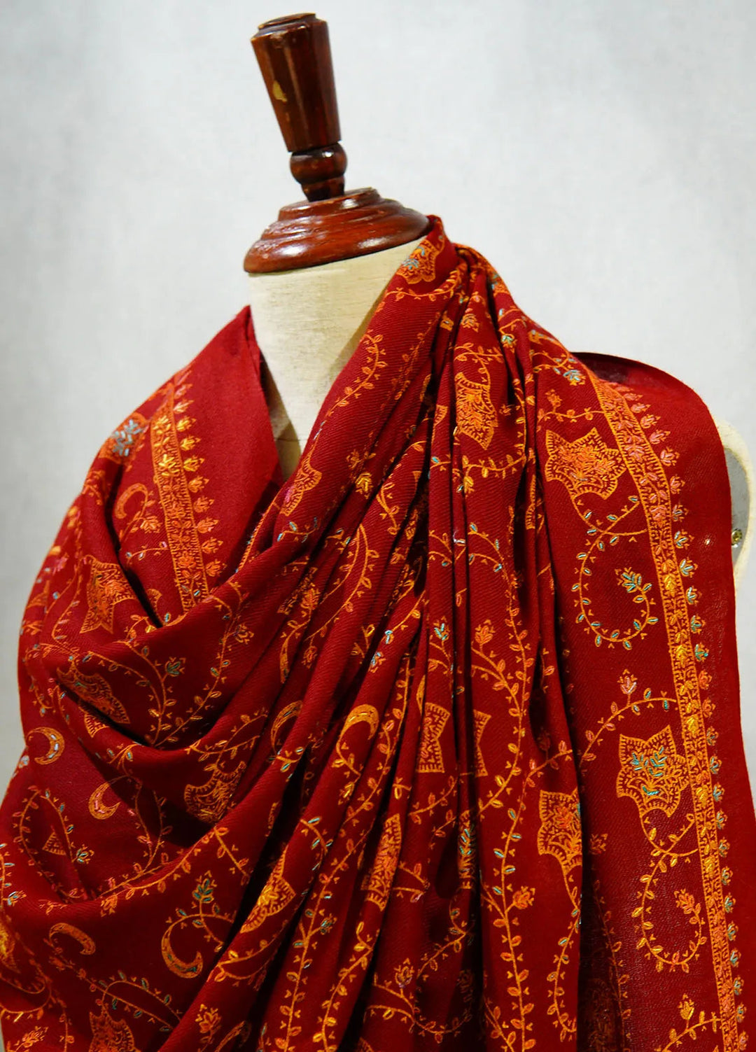 Sanaulla Exclusive Range Pashmina Shawl D-16 Mehroon 5 - Winter Collection