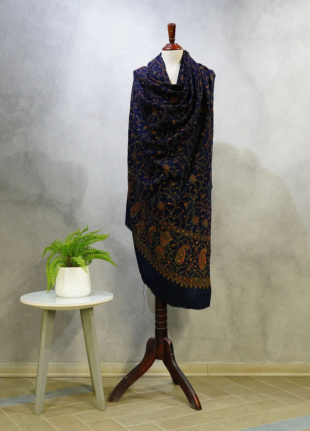 Sanaulla Exclusive Range Pashmina Shawl D-16 Navy Blue 2 - Winter Collection
