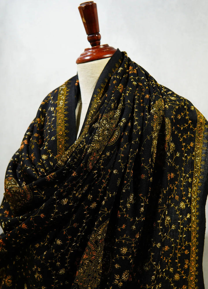Sanaulla Exclusive Range Pashmina Shawl D-16 Navy Blue 4 - Winter Collection