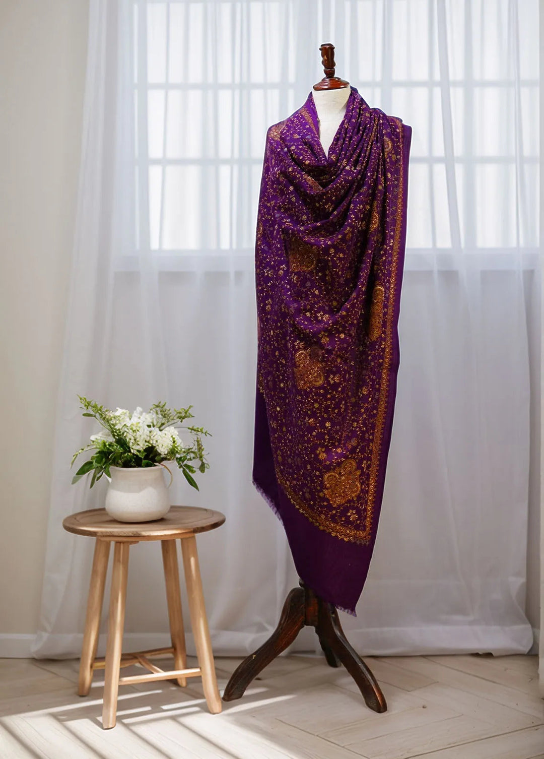 Sanaulla Exclusive Range Pashmina Shawl D-16 Purple 2 - Winter Collection