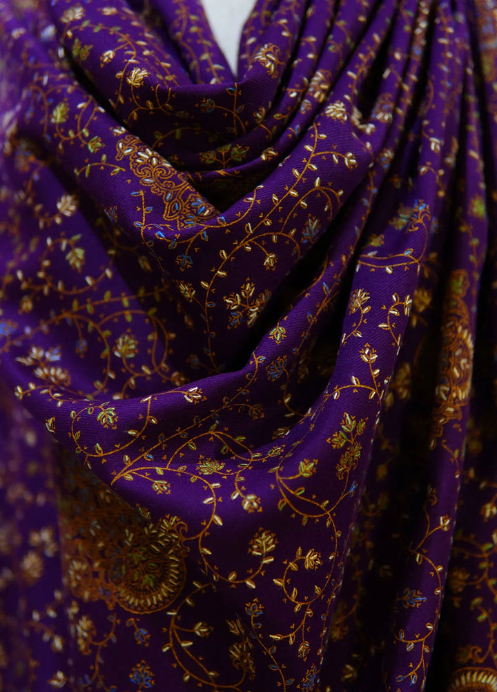 Sanaulla Exclusive Range Pashmina Shawl D-16 Purple 2 - Winter Collection