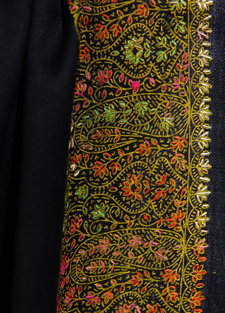 Sanaulla Exclusive Range Pashmina Shawl D-17 Black 1 - Winter Collection
