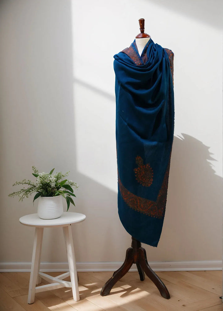 Sanaulla Exclusive Range Pashmina Shawl D-17 Bottle Green 2 - Winter Collection