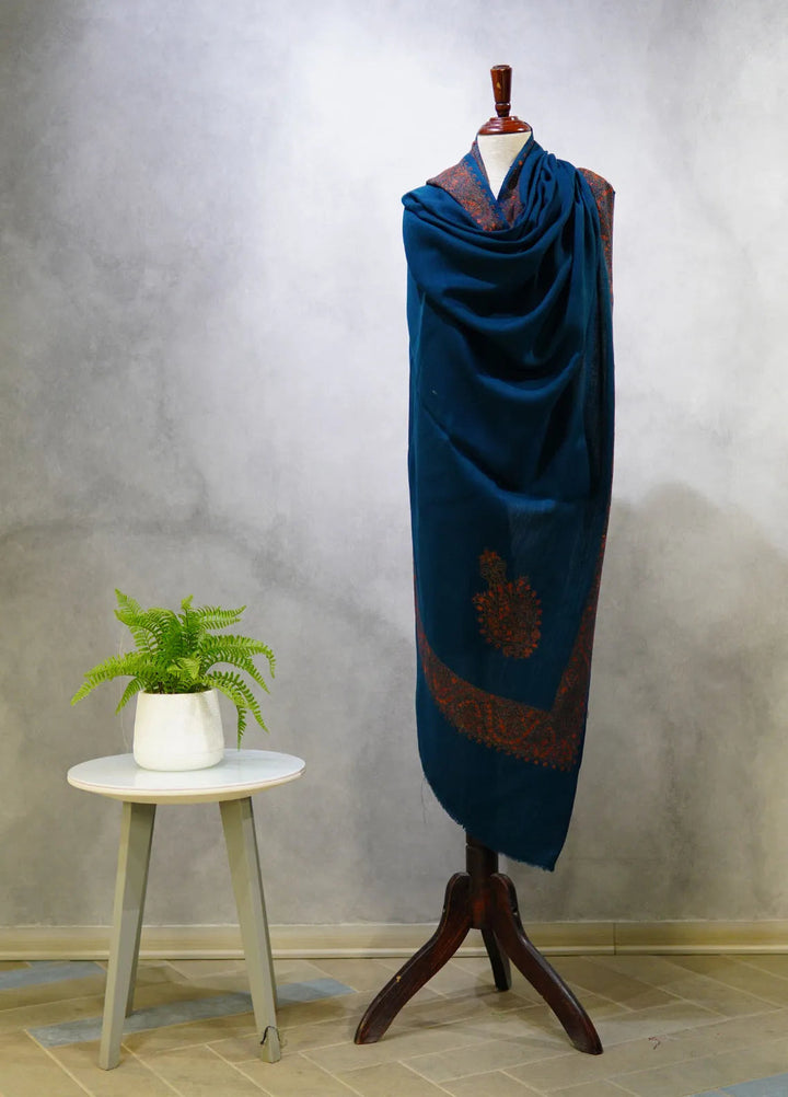 Sanaulla Exclusive Range Pashmina Shawl D-17 Bottle Green 2 - Winter Collection