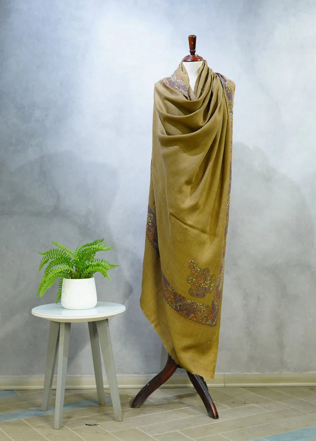 Sanaulla Exclusive Range Pashmina Shawl D-17 Brown 1 - Winter Collection