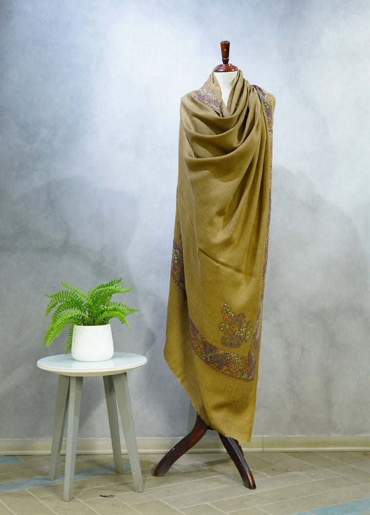 Sanaulla Exclusive Range Pashmina Shawl D-17 Brown 1 - Winter Collection