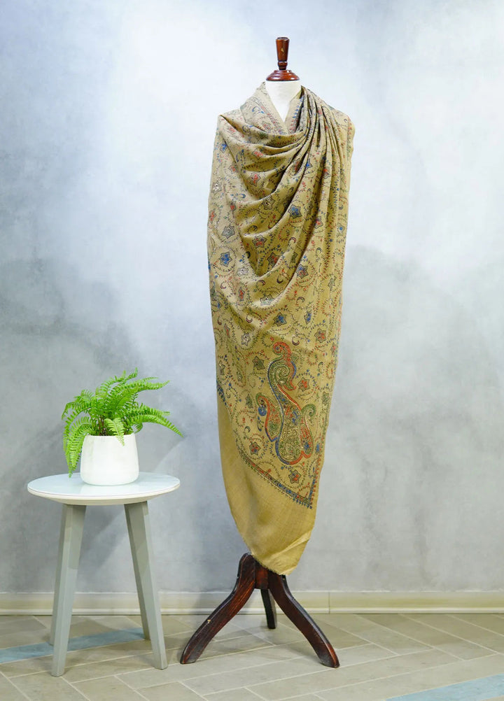 Sanaulla Exclusive Range Pashmina Shawl D-17 Brown 4 - Winter Collection
