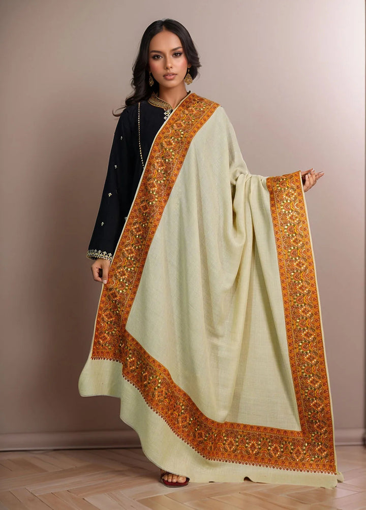Sanaulla Exclusive Range Pashmina Shawl D-17 Fawn 1 - Winter Collection