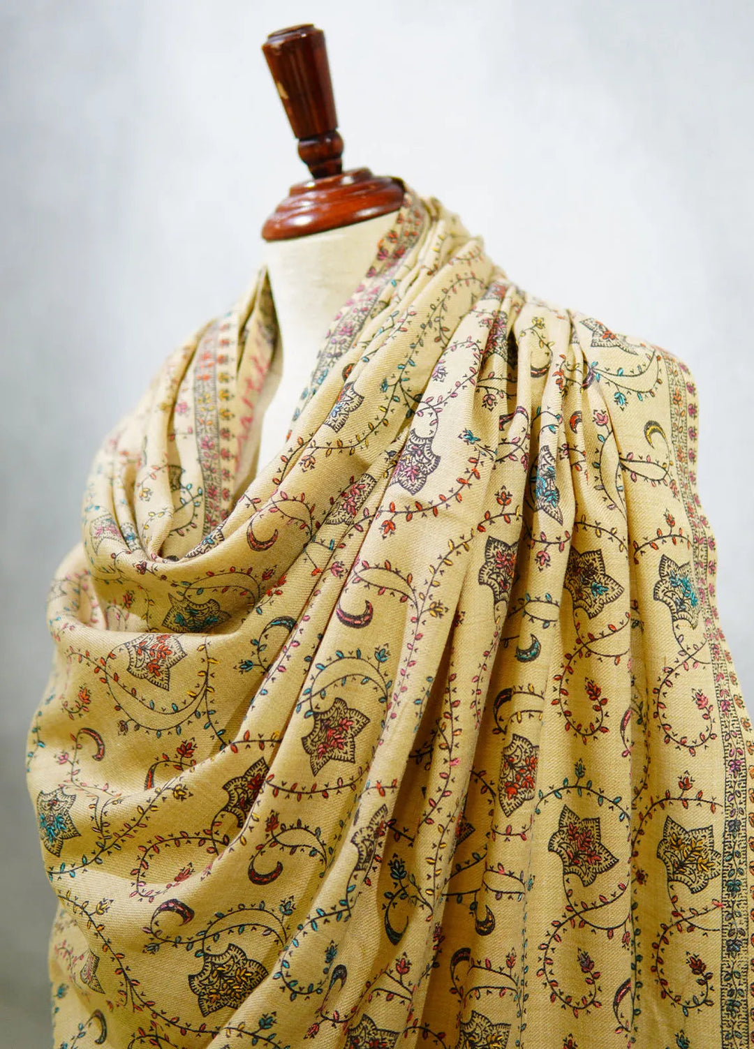 Sanaulla Exclusive Range Pashmina Shawl D-17 Light Brown 2 - Winter Collection