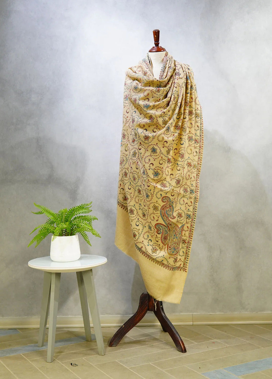 Sanaulla Exclusive Range Pashmina Shawl D-17 Light Brown 2 - Winter Collection