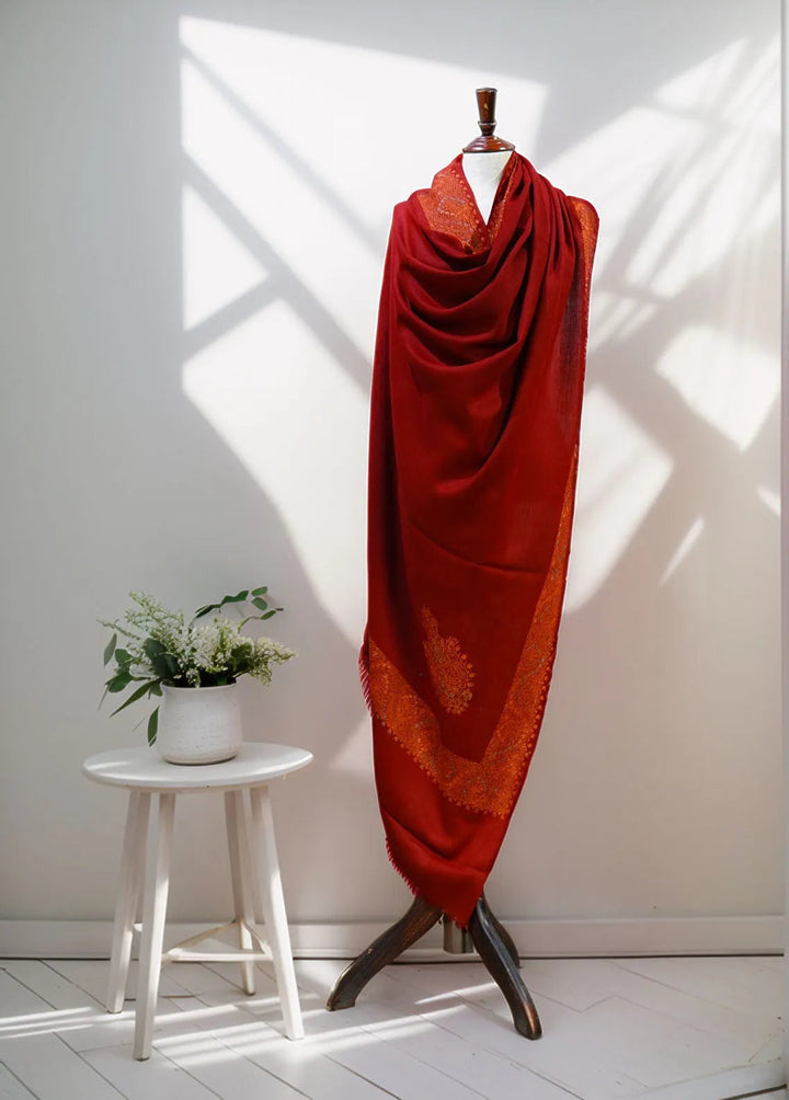 Sanaulla Exclusive Range Pashmina Shawl D-17 Mehroon 2 - Winter Collection