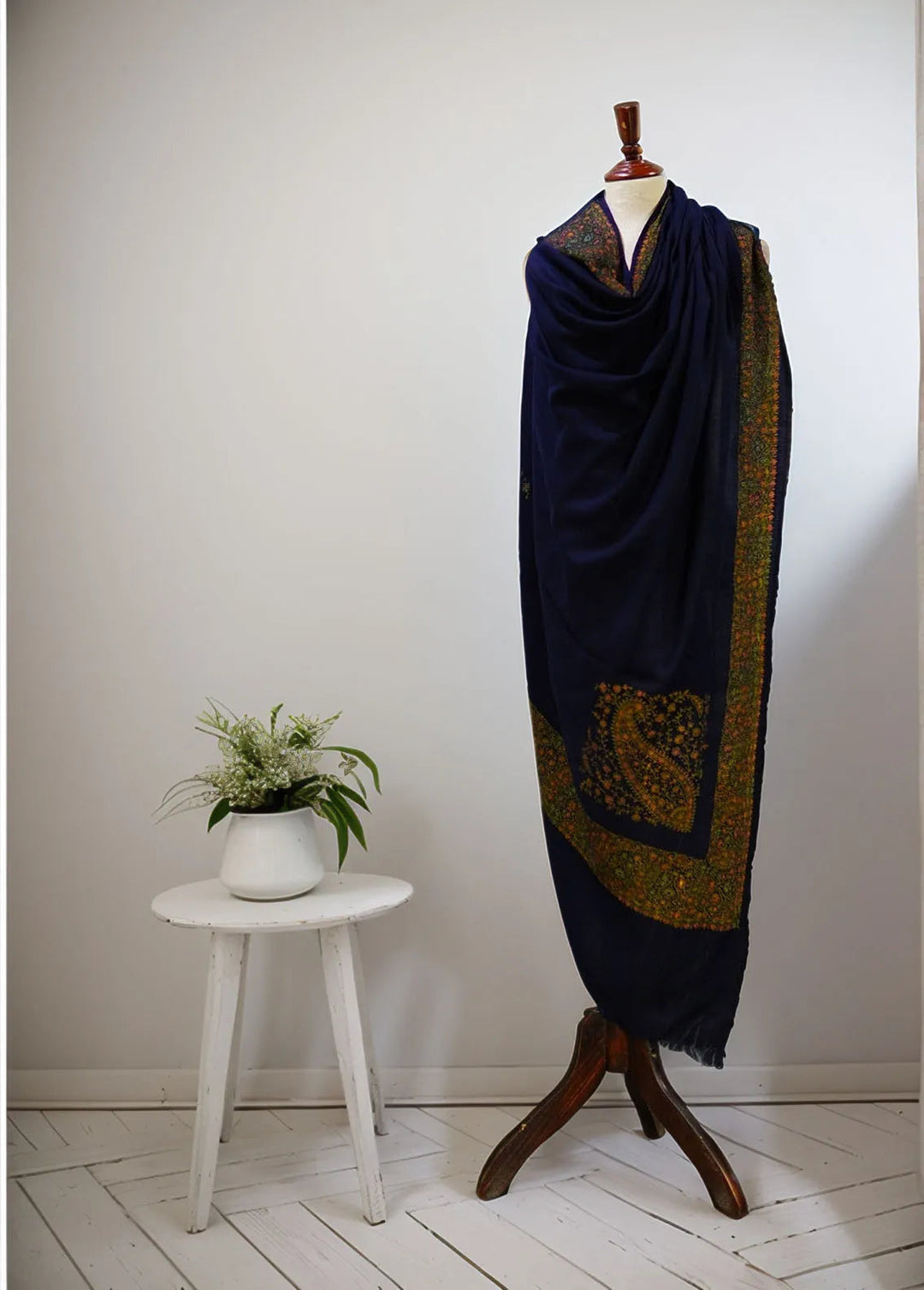 Sanaulla Exclusive Range Pashmina Shawl D-17 Navy Blue 1 - Winter Collection