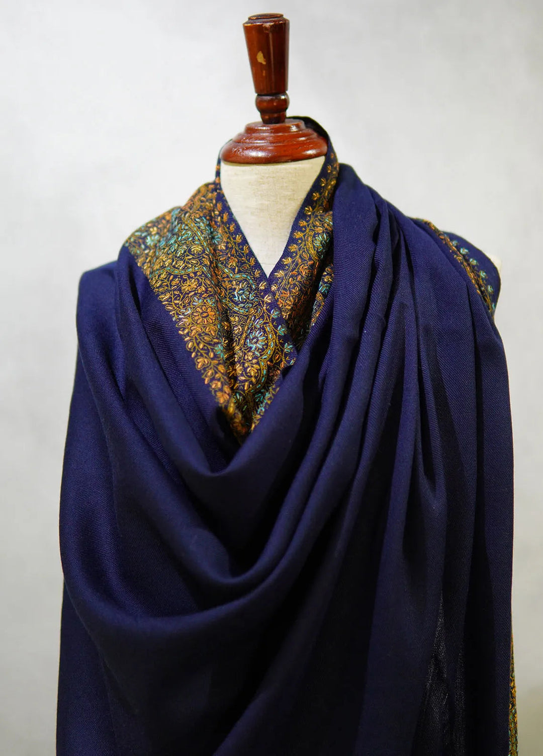 Sanaulla Exclusive Range Pashmina Shawl D-17 Navy Blue 3 - Winter Collection
