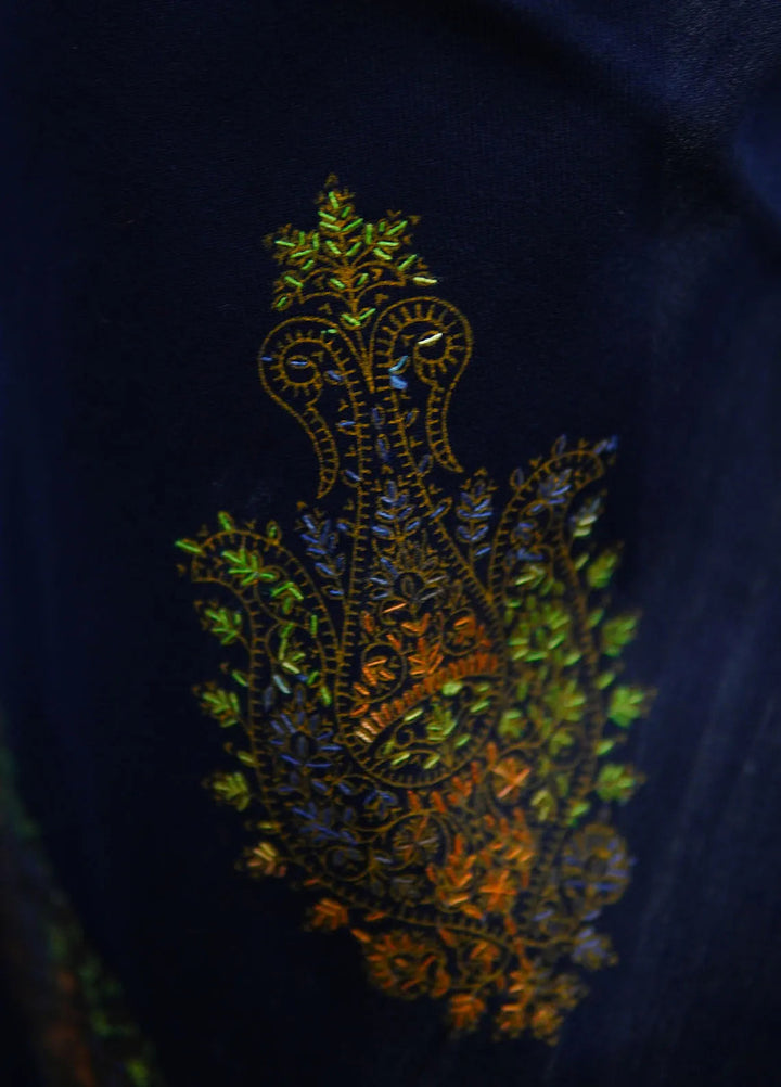 Sanaulla Exclusive Range Pashmina Shawl D-17 Navy Blue 5 - Winter Collection