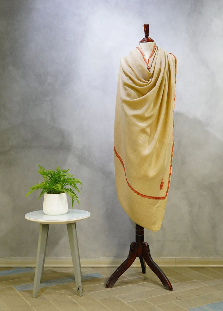 Sanaulla Exclusive Range Pashmina Shawl D-18 Beige 3 - Winter Collection