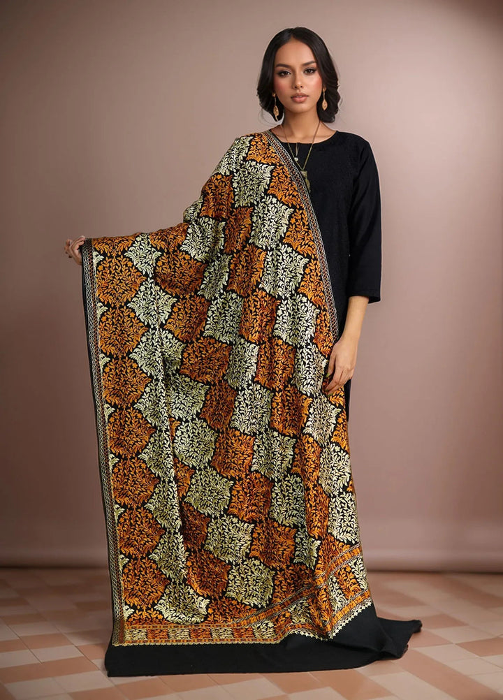 Sanaulla Exclusive Range Pashmina Shawls D-26 Black - Winter Collection