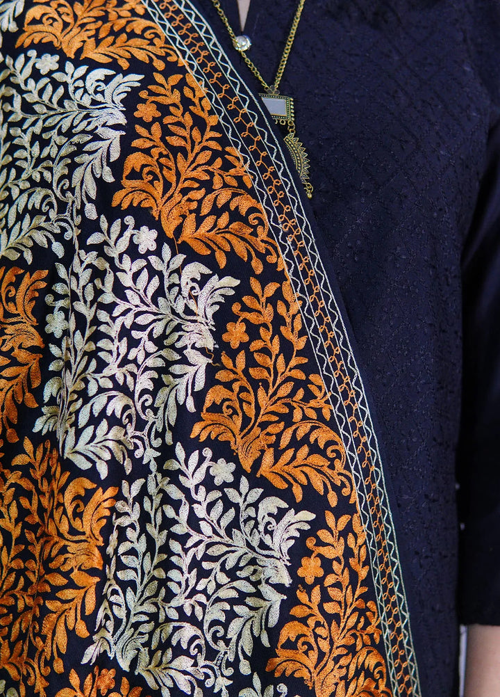 Sanaulla Exclusive Range Pashmina Shawls D-26 Black - Winter Collection