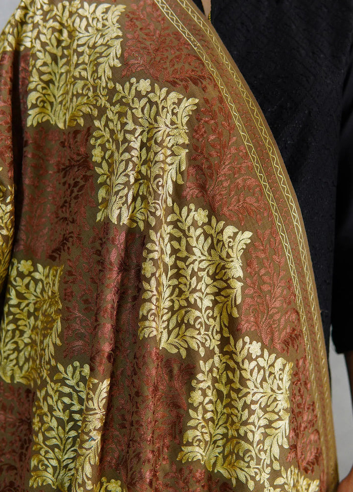 Sanaulla Exclusive Range Pashmina Shawl D-26 Dark Brown - Winter Collection