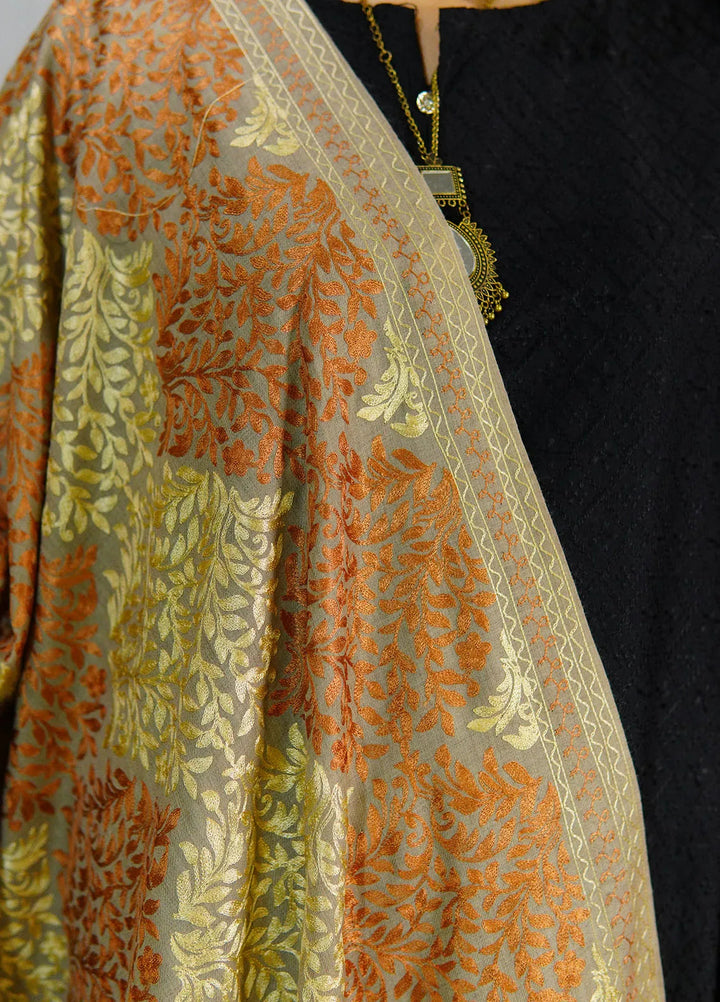 Sanaulla Exclusive Range Pashmina Shawl D-26 Light Brown - Winter Collection