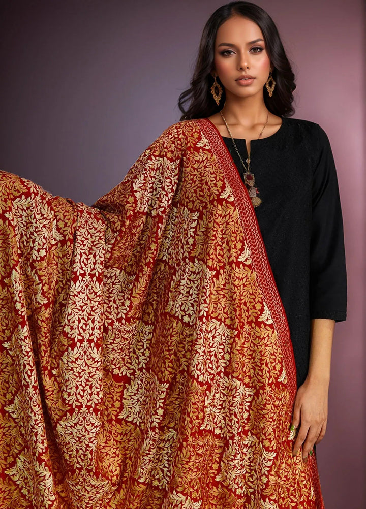 Sanaulla Exclusive Range Pashmina Shawl D-26 Mehroon - Winter Collection