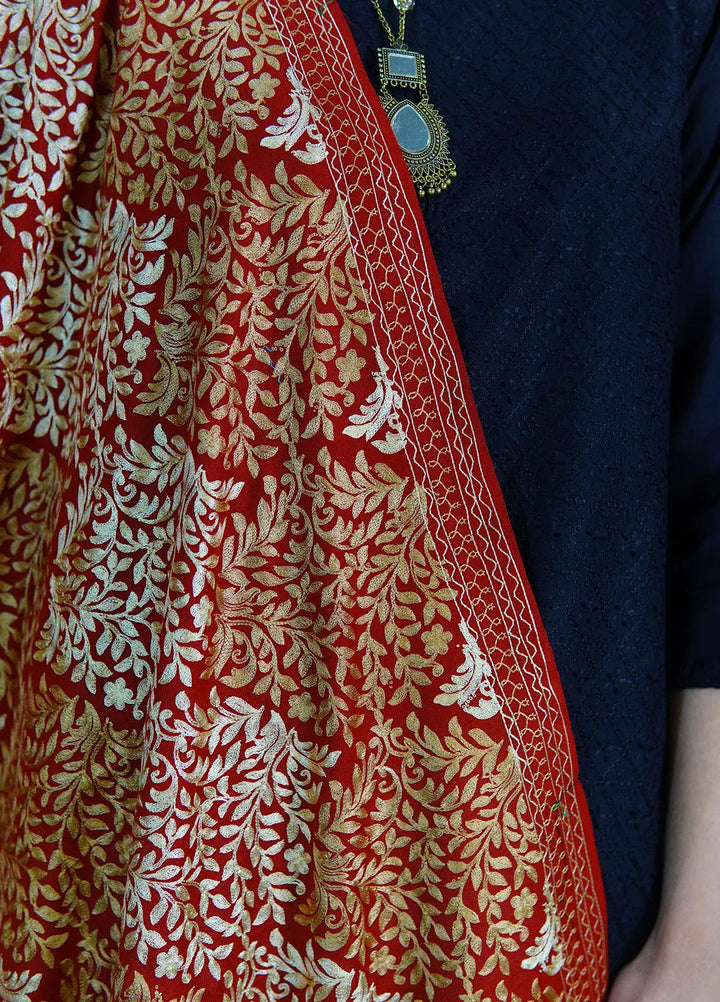 Sanaulla Exclusive Range Pashmina Shawl D-26 Mehroon - Winter Collection