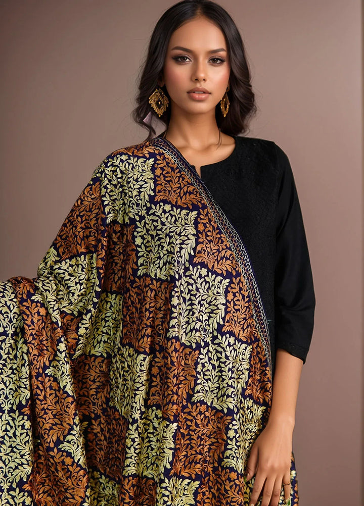 Sanaulla Exclusive Range Pashmina Shawl D-26 Navy Blue - Winter Collection