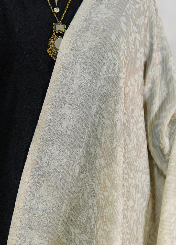 Sanaulla Exclusive Range Pashmina Shawl D-28 Cream - Winter Collection