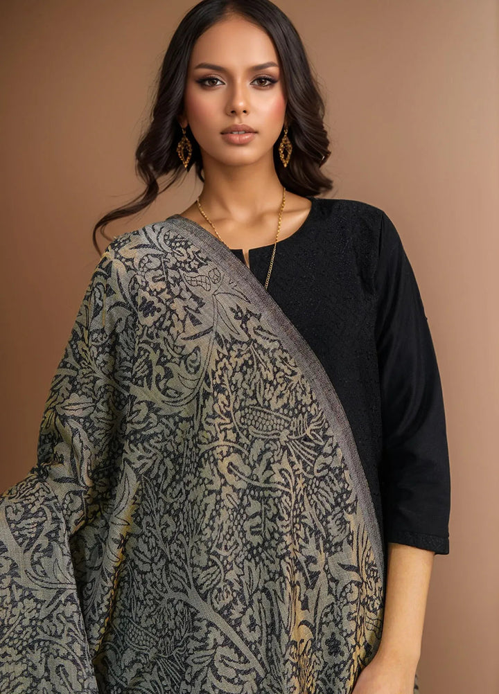 Sanaulla Exclusive Range Pashmina Shawl D-28 Dark Grey - Winter Collection