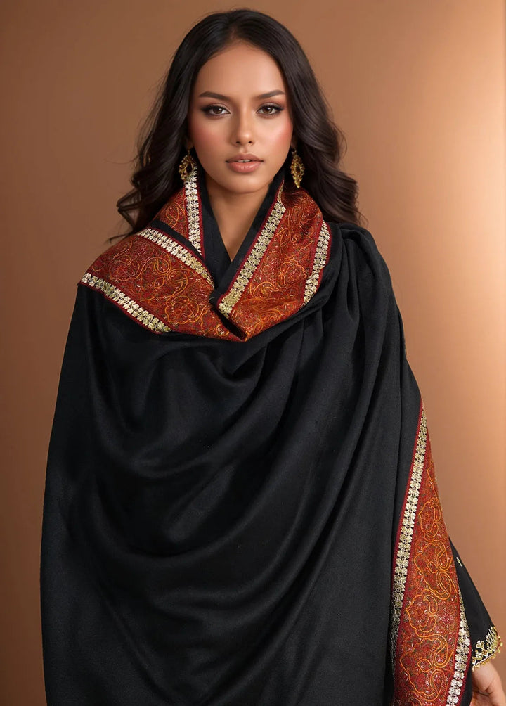 Sanaulla Exclusive Range Pashmina Shawl D-29 Black - Winter Collection