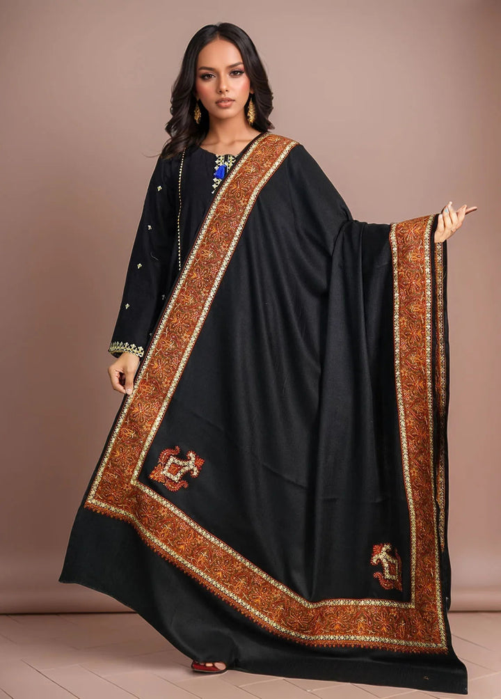 Sanaulla Exclusive Range Pashmina Shawl D-32 Black - Winter Collection