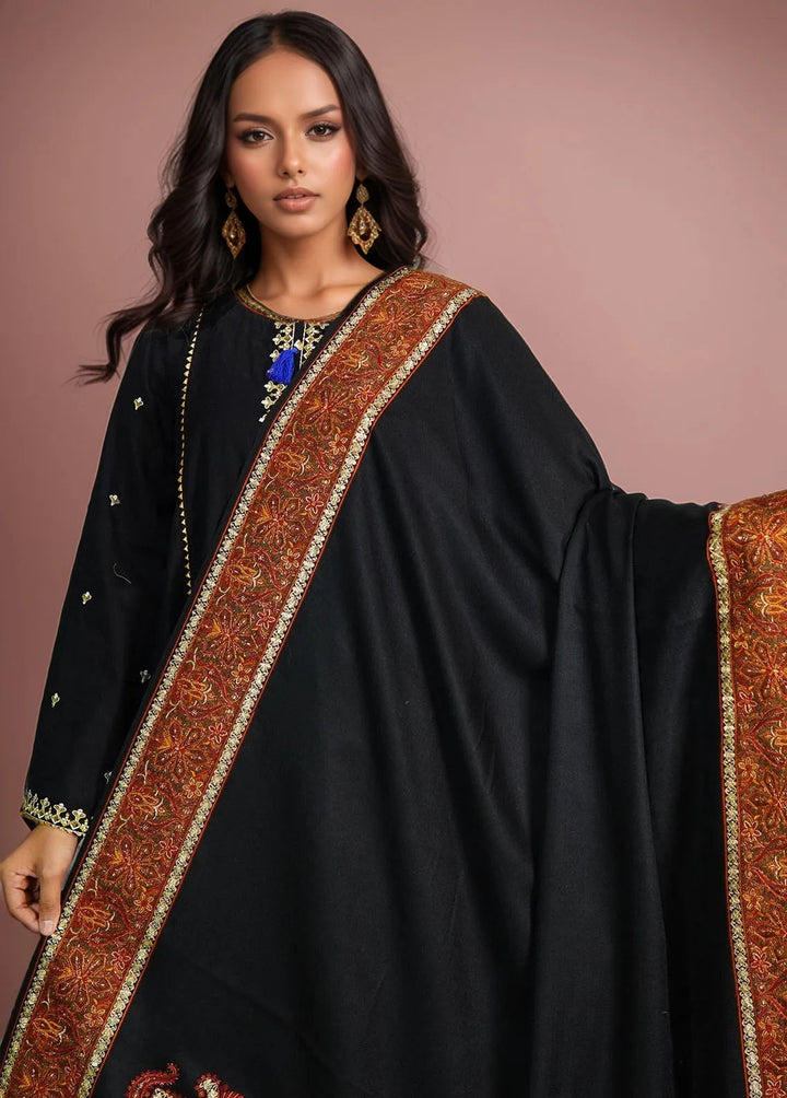 Sanaulla Exclusive Range Pashmina Shawl D-32 Black - Winter Collection