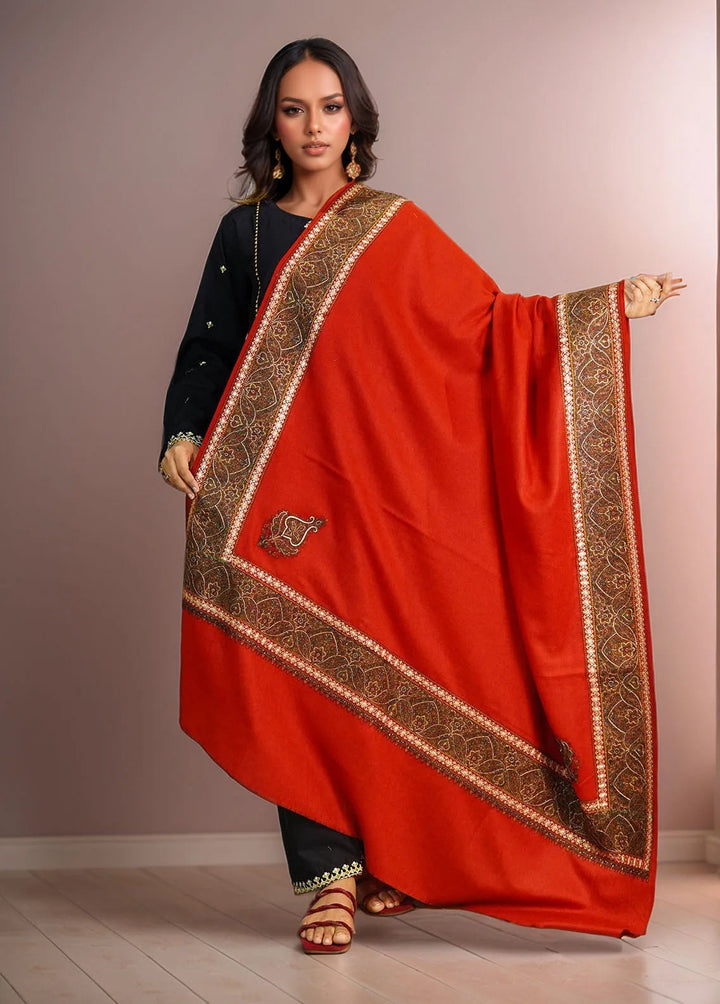 Sanaulla Exclusive Range Pashmina Shawl D-32 Mehroon - Winter Collection