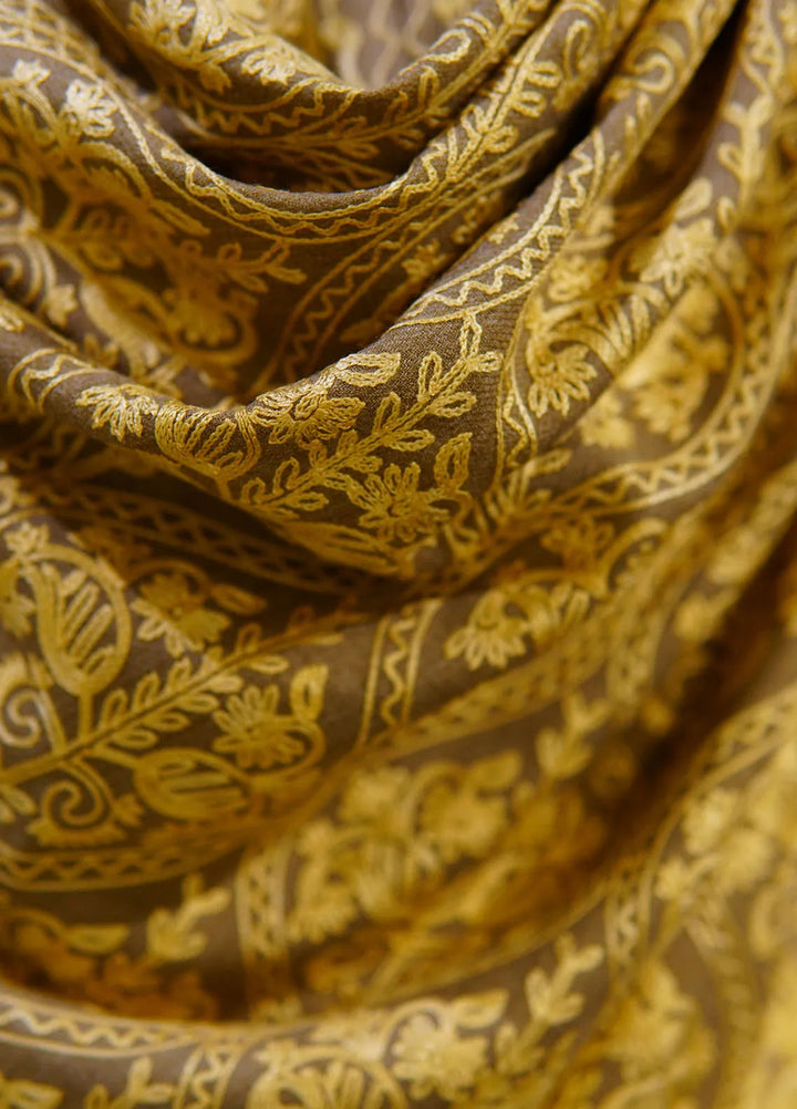 Sanaulla Exclusive Range Pashmina Shawl D-37 Brown 1 - Winter Collection