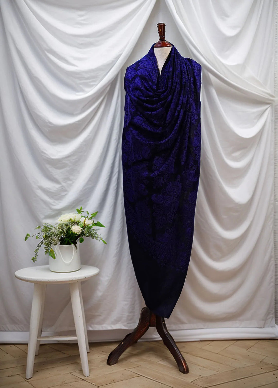 Sanaulla Exclusive Range Pashmina Shawl D-37 Dark Blue 4 - Winter Collection