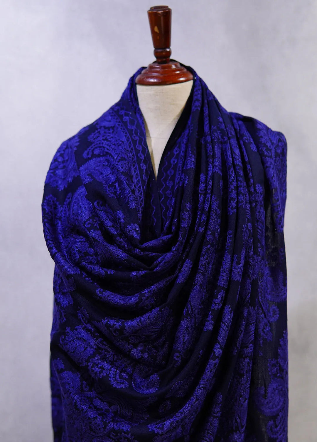 Sanaulla Exclusive Range Pashmina Shawl D-37 Dark Blue 4 - Winter Collection