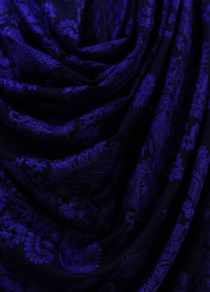 Sanaulla Exclusive Range Pashmina Shawl D-37 Dark Blue 4 - Winter Collection