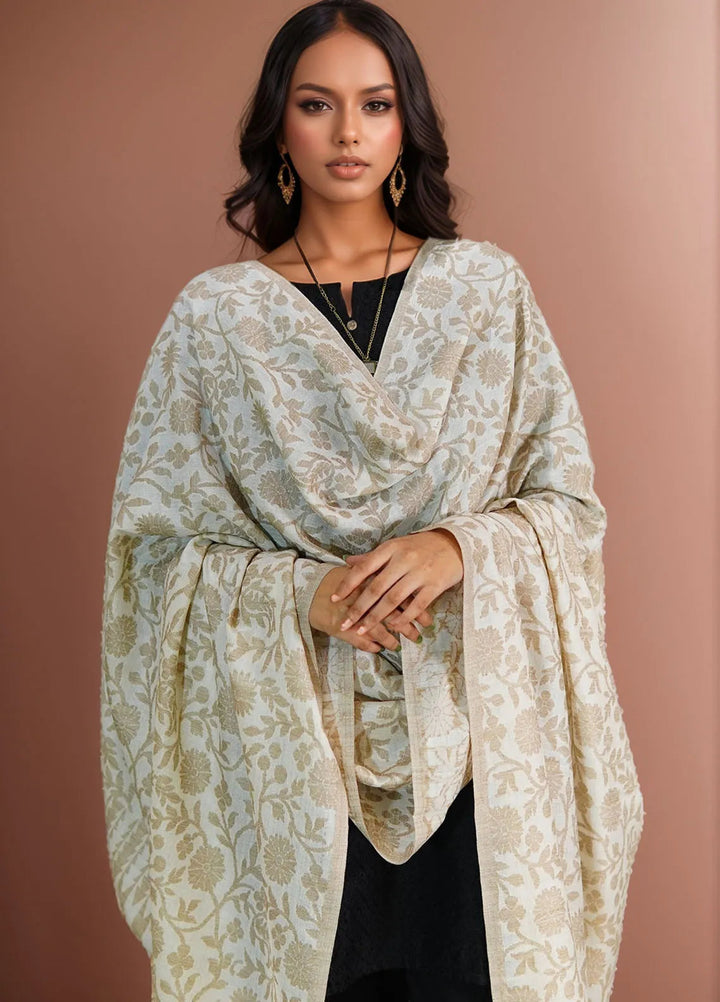 Sanaulla Exclusive Range Pashmina Shawl D-38 Light Brown - Winter Collection