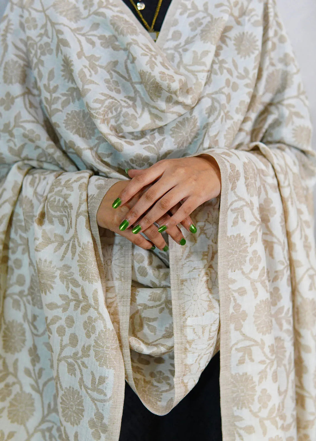 Sanaulla Exclusive Range Pashmina Shawl D-38 Light Brown - Winter Collection