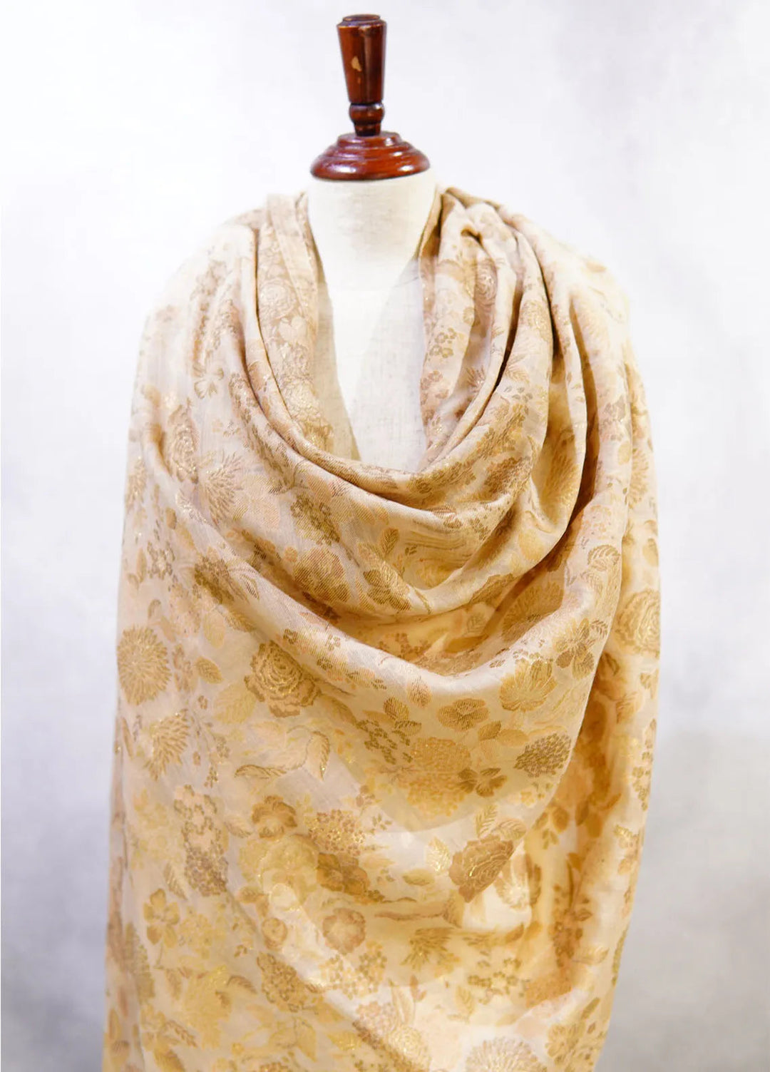 Sanaulla Exclusive Range Pashmina Shawl D-4 Light Brown - Winter Collection