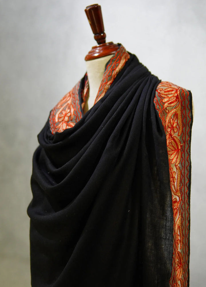 Sanaulla Exclusive Range Pashmina Shawl D-40 Black - Winter Collection