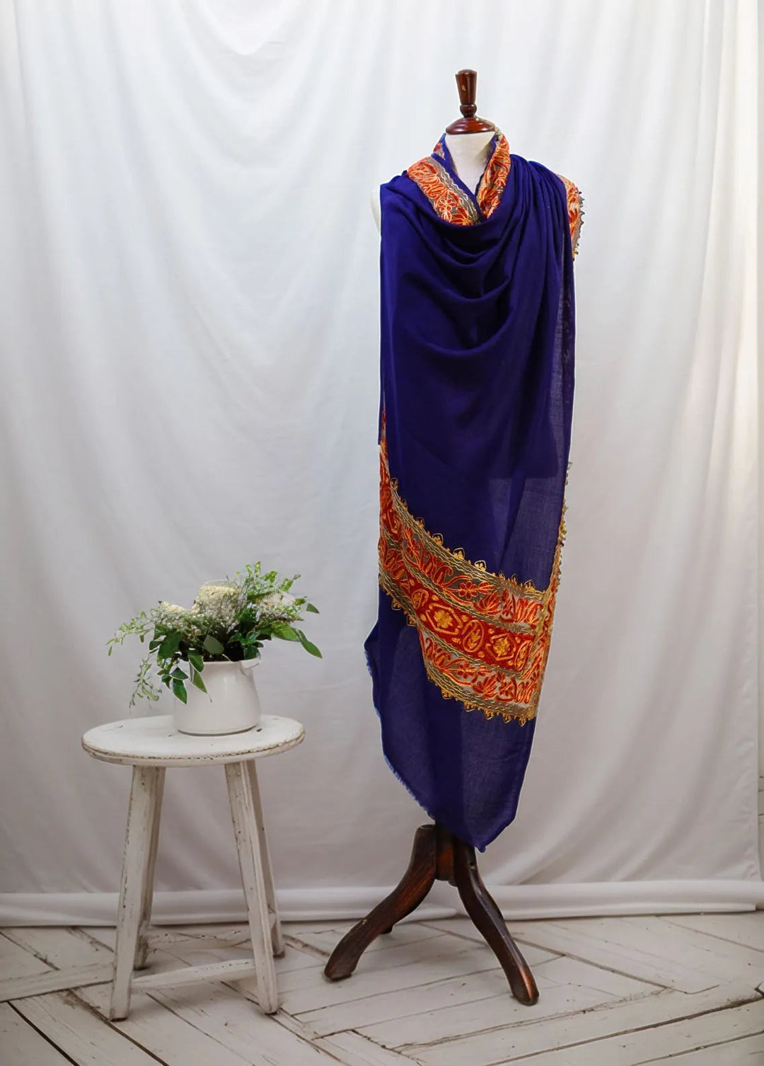 Sanaulla Exclusive Range Pashmina Shawl D-40 Blue 1 - Winter Collection