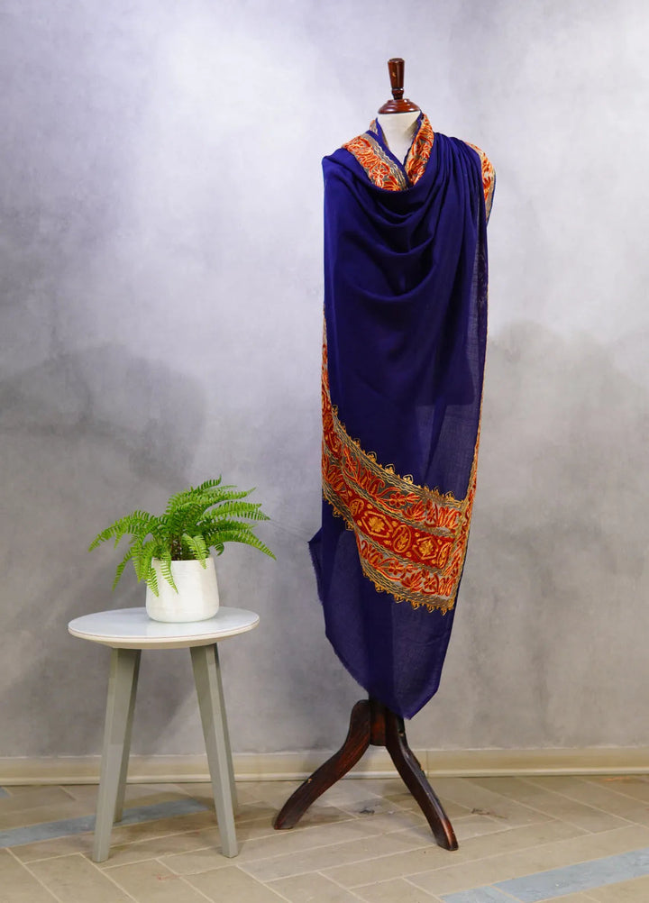 Sanaulla Exclusive Range Pashmina Shawl D-40 Blue 1 - Winter Collection