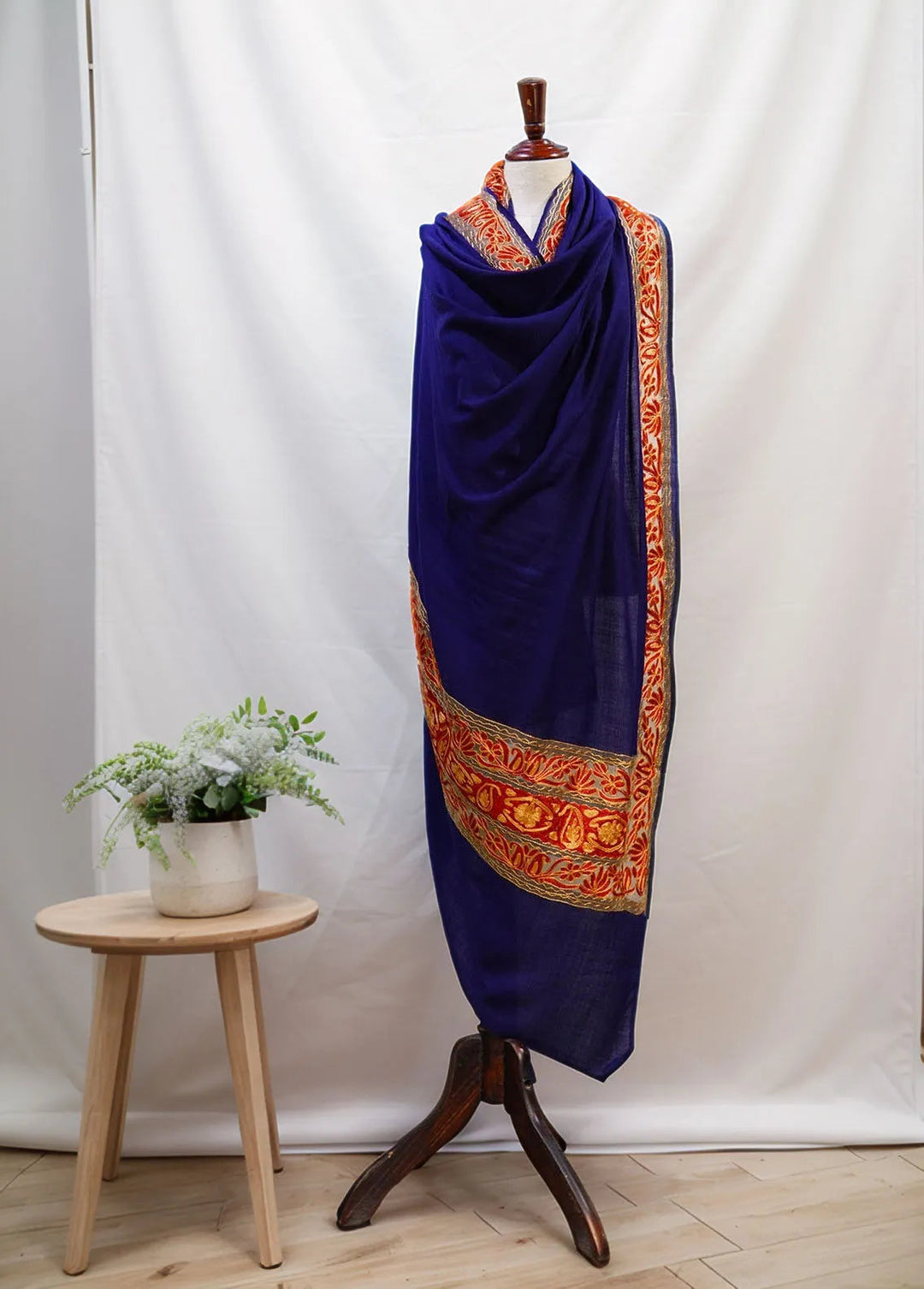 Sanaulla Exclusive Range Pashmina Shawl D-40 Blue - Winter Collection