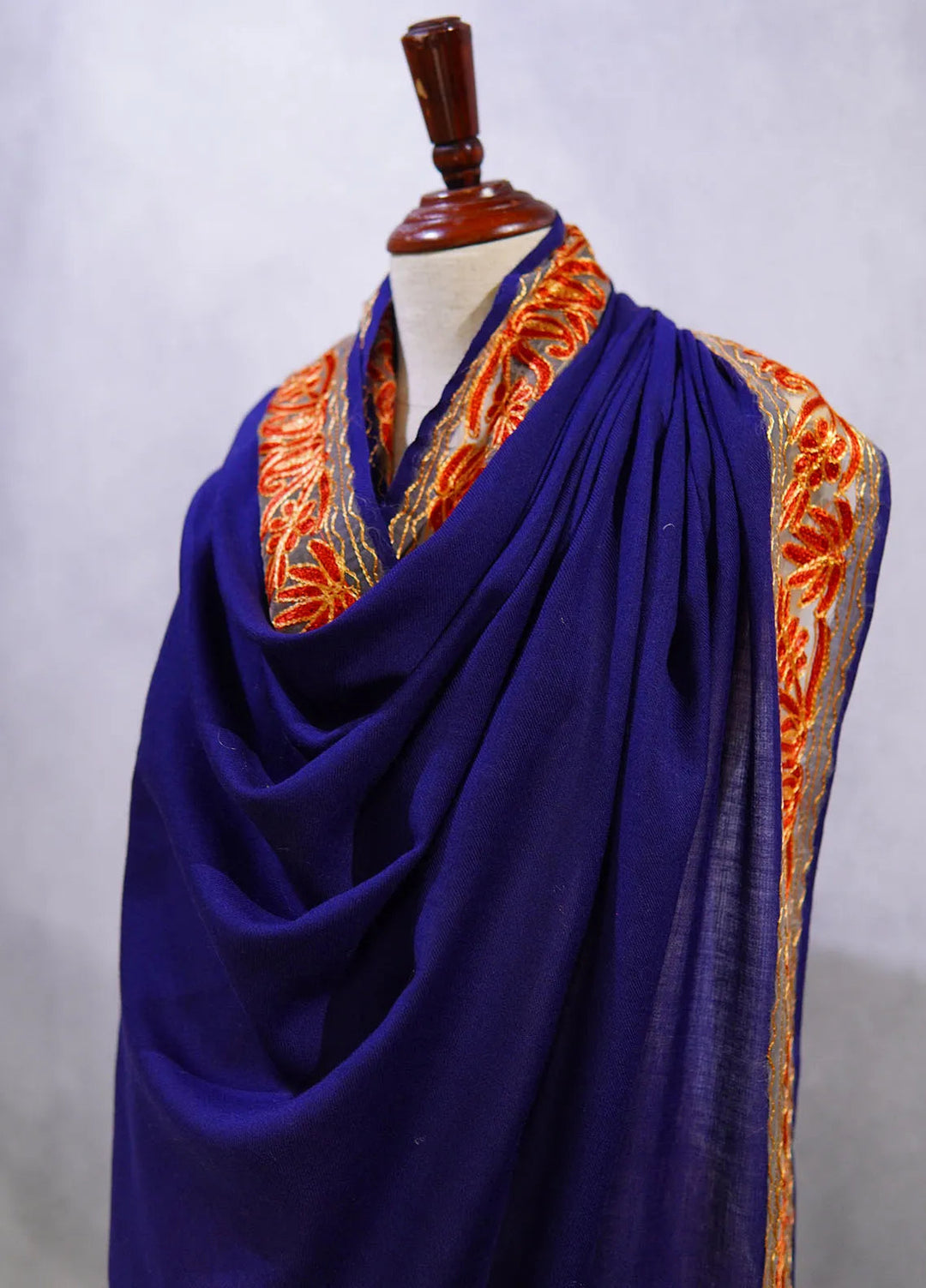 Sanaulla Exclusive Range Pashmina Shawl D-40 Blue - Winter Collection