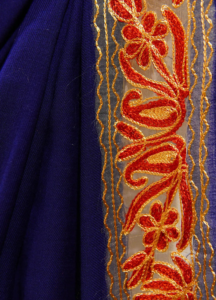 Sanaulla Exclusive Range Pashmina Shawl D-40 Blue - Winter Collection