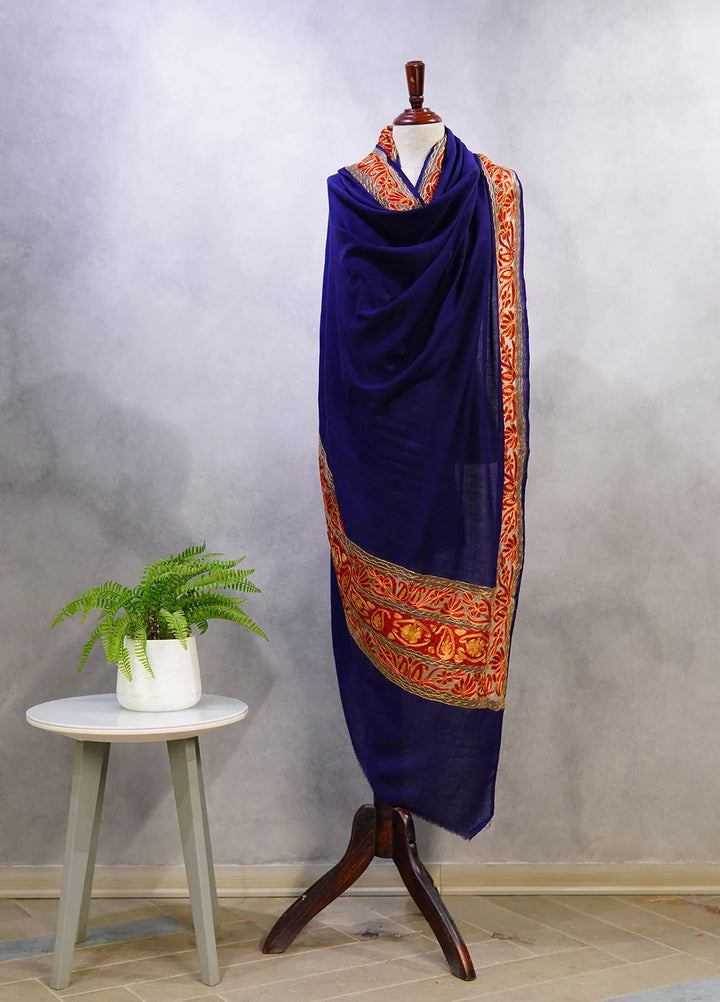 Sanaulla Exclusive Range Pashmina Shawl D-40 Blue - Winter Collection