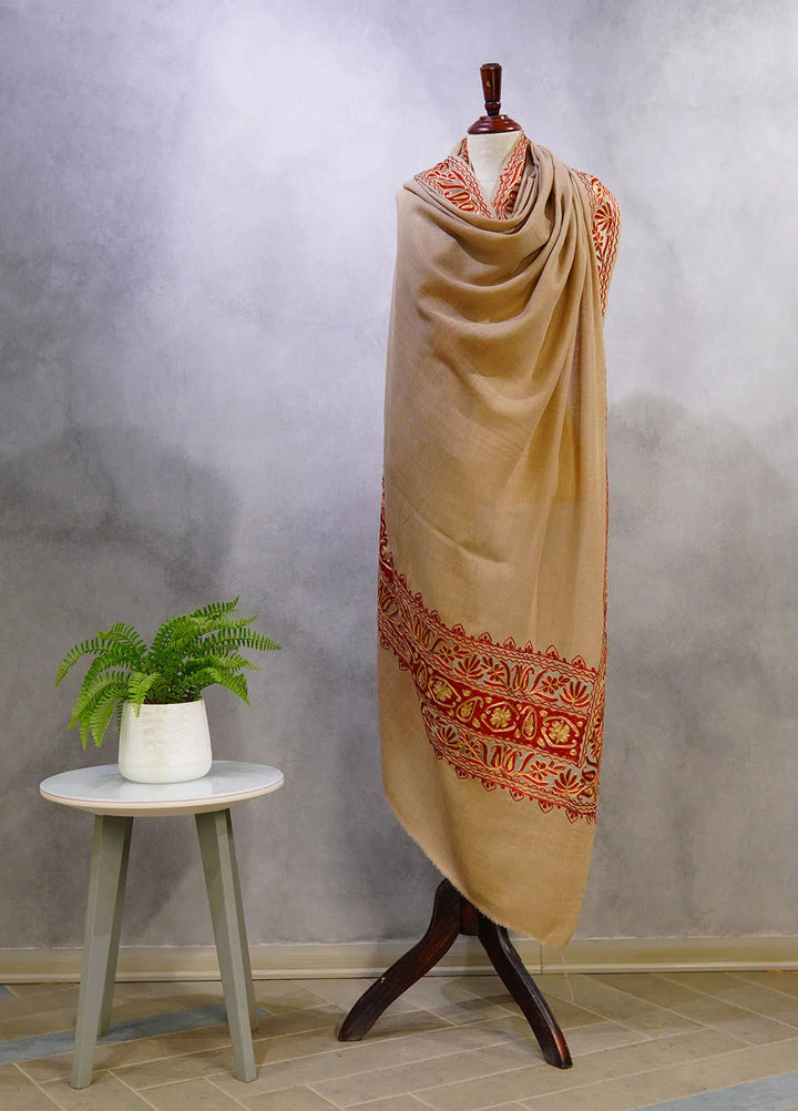 Sanaulla Exclusive Range Pashmina Shawl D-40 Brown - Winter Collection