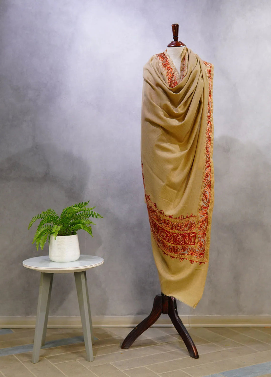 Sanaulla Exclusive Range Pashmina Shawl D-40 Light Brown - Winter Collection