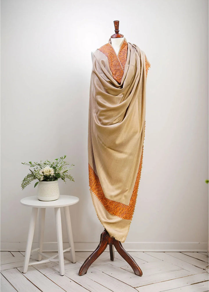 Sanaulla Exclusive Range Pashmina Shawl D-45 Dark Brown 2 - Winter Collection