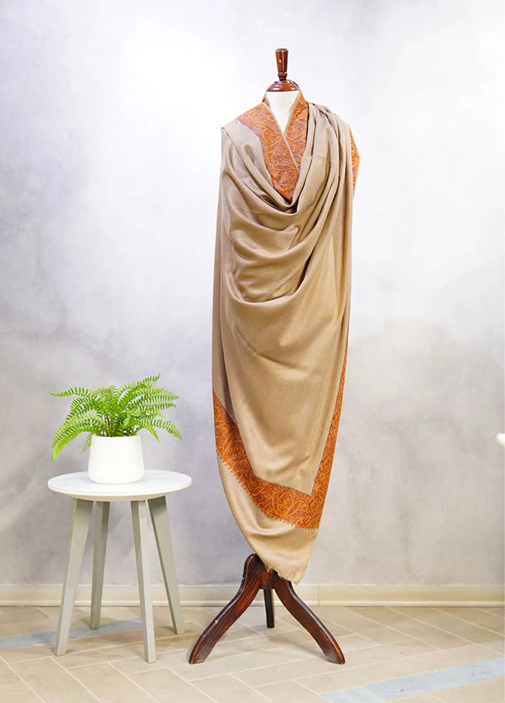 Sanaulla Exclusive Range Pashmina Shawl D-45 Dark Brown 2 - Winter Collection